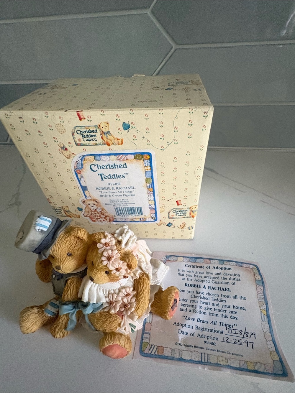 Cherished Teddies "Robbie & Rachael Love Bears All Things" Wedding Figure#911402